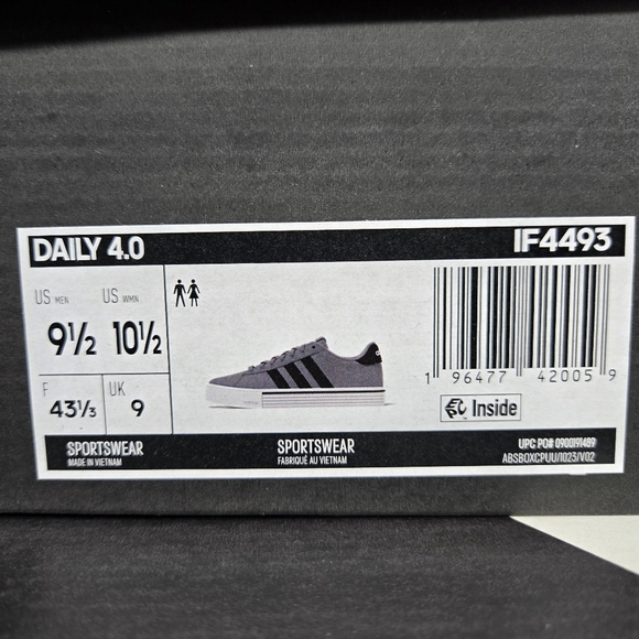 New adidas Daily 4.0 Grey Core Black Men's Shoes Size 9.5 - Picture 8 of 8
